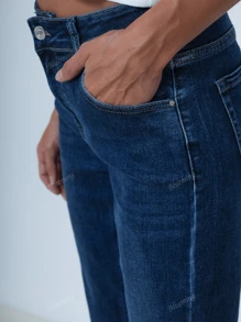 Jean slim taille haute femme bleu foncé