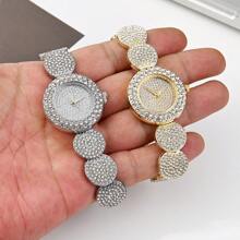 1pc Business Starry Rhinestone Decor Elegant Fashion Bracelet Watch