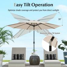 Lifezeal 10 FT Patio Umbrella Patio Market Steel Tilt W/ Crank Outdoor Yard Garden