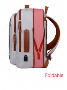 1 Balo du lịch đa chức năng thời trang có thể gấp lại được với thiết kế quai đeo hành lý. Túi làm việc tối giản di động với nhiều ngăn. Balo đi học cá tính - Xám - Xem 4