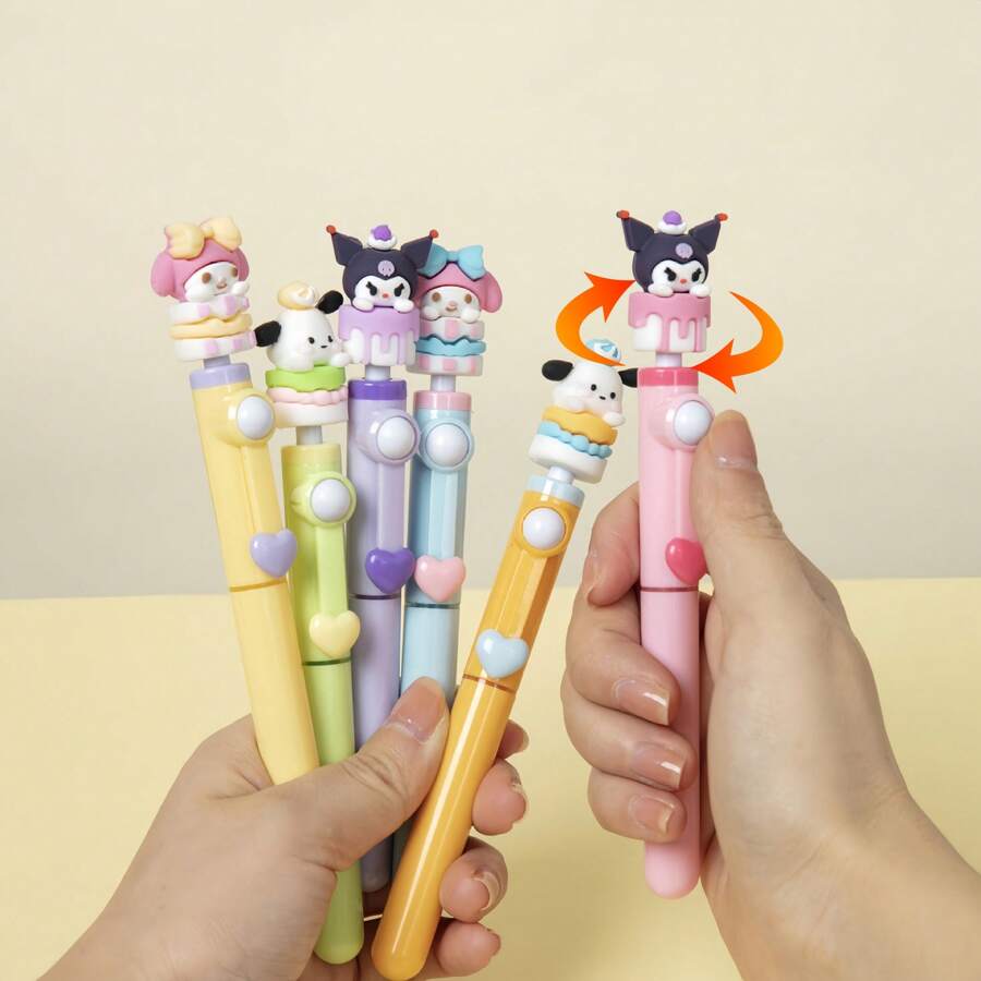 3 支旋转小雕像荧光笔斜头大容量 - 可爱，Mymelody，用于标记文字、绘画、娱乐和减压、学习、校园、办公室 - 圣诞节礼物的最佳选择