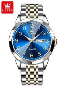 OLEVS. OLEVS Men's Watches Rhombus Mirror Original Quartz Watch For Man Waterproof Luminous Stainless Steel Wristwatch Male Date Week