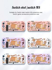 1 个草莓兔子图案保护壳兼容 Switch OLED/Switch NS/Lite、Switch 扩展电池控制台配件盖带操纵杆盖，与 Switch 玩家兼容的最佳礼物 - 彩色 - 查看 5