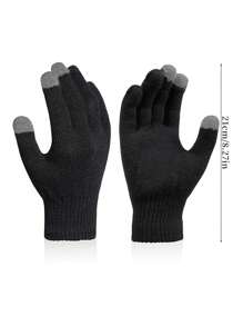 2 双冬季儿童保暖手套针织手套冬季手套黑灰色全指手套男女童 - 彩色 - 查看 10