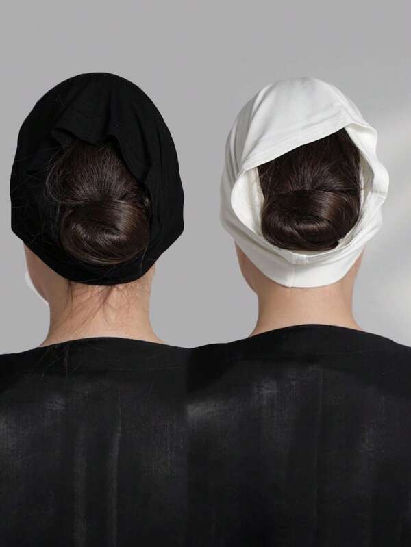 2 قطعة/مجموعة وشاح أحادي اللون بقبعة داخلية لملابس الحجاب للنساء ، قبعة أبايا ليومية ناعمةرمضان