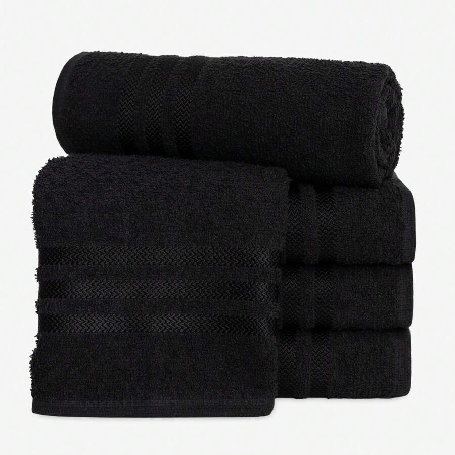 Kit 4 Large Thick Plush Face Towels For Greece Professional Salon - 45x70cm - 黑色 - 查看 1
