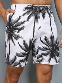 Mauricinho Men's Bermuda Shorts Quick Dry Surf Printed Beach Tactel Men's Adult - 黑與白 - 查看 1