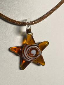 1Pc Creative Ocean Style Art Starfish Inner Spiral Glass Necklace Pendant For Any Occasion For Men And Women