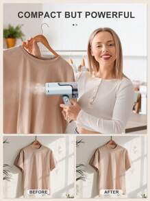 Reemix Portable Garment Steamer, 1300W Powerful Foldable Handheld Steamer, 20s Fast Heat-Up, Travel Size Fabric Steamer For Home & Travel, 120V (Aqua) - 美規A型插(110-127V) - 查看 3