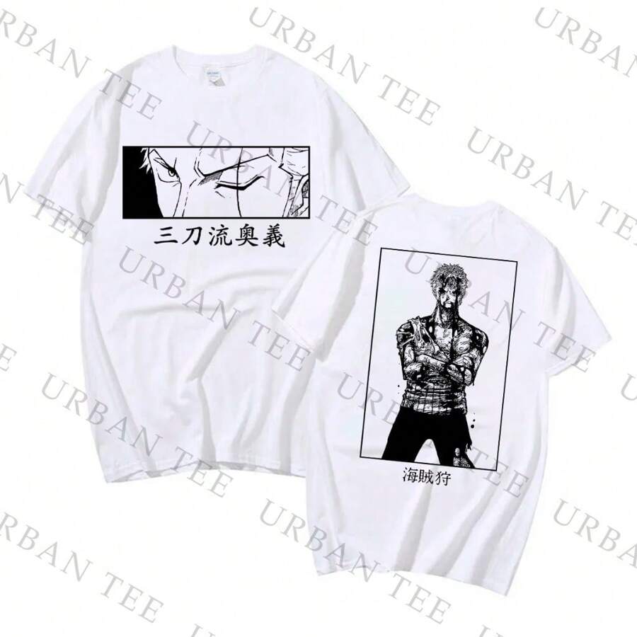 Roronoa Zoro Swordsman T-Shirt Sacrifice Anime Manga Unisex Men Women 100% Cotton Top Premium Streetwear New Release Fast Shipping Various Colors!! Plus Size - trắng - Xem 1