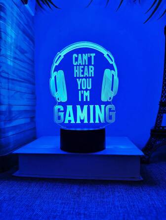 1pc Can't Hear You I'm Gaming Night Light, 3D Illusion Light Headset, 7 Color Variations, Touch And Remote Control, Game Player Gift Game Decoration Room Birthday Christmas Party Supplies