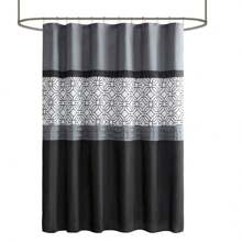 Gracie Mills Tyrell Embroidered Geometric Shower Curtain - GRACE-10801 - 灰黑色 - 查看 2