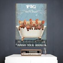 1Pc Framed Pig Canvas Painting Wall Art Poster  Canvas Print Poster Artwork Wall Art Painting  Decorative Painting Living Room Home Decor