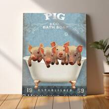 1Pc Framed Pig Canvas Painting Wall Art Poster  Canvas Print Poster Artwork Wall Art Painting  Decorative Painting Living Room Home Decor