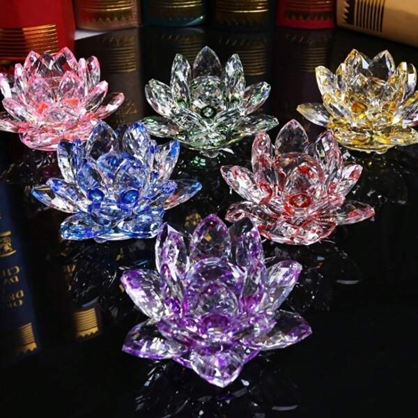1 pezzo Elegante decorazione da tavolo artigianale in cristallo a forma di loto, centrotavola elegante in vetro colorato e scintillante, ornamento versatile per casa, feste e matrimoni, un'idea regalo unica