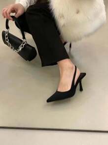 Women's Pointed Toe Hollow Out Mid Heel Sandals New Fashion Dress High Heels Shoes