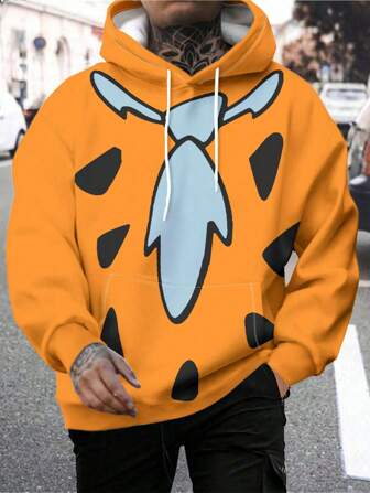 Men's Tie Black Spot Printed Hoodie For Autumn & Winter