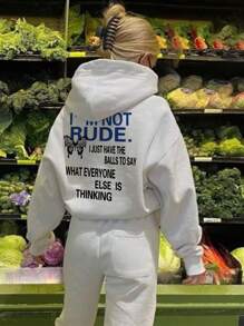 1pc Girl Casual Printed Warm Sweatshirt, Thermal Lined, Long Sleeve Pullover Top For Autumn/Winter, Youth/Teen - Unique Hooded Design Inspires Tween Girl' Creativity - White - View 4