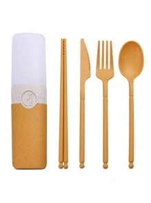 5pcs Plastic Cutlery Set With Box, Portable Reusable Utensils - Multicolor - View 9
