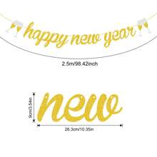 1 套，再见 2024 你好 2025 新年 DIY 闪光横幅金色闪光悬挂彩旗花环用于新年前夜装饰 2025 新年快乐装饰、NYE 派对用品、闪光再见 2024 装饰 - 彩色 - 查看 15