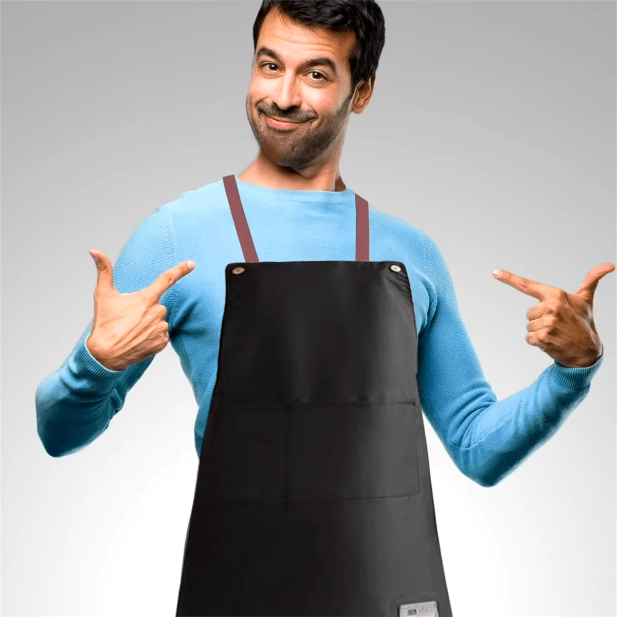 Oil And Water Resistant Kitchen Apron With Large Front Pockets And Adjustable Bib For The Home Cook - màu đen - Xem 1