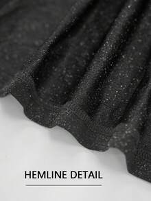 Women'S Metallic Pleated V-Neck Long Sleeve Elegant Party Dress, Suitable For Evening Party, Wedding, Prom, Graduation,Gown,Formal,Wedding Guest - Black - View 8