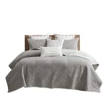 Gracie Mills Huber 3-Piece Embroidered Cotton Quilt Set - GRACE-14378 - 灰色的 - 查看 2