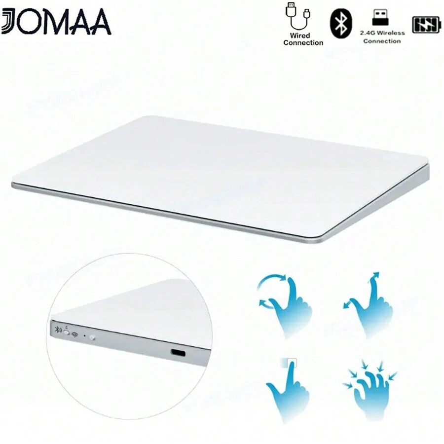 JOMAA Ratón inalámbrico con touchpad multifunción recargable de Bluetooth tri-modal de la marca JOMAA, compatible con Win8/10/11, MacOS 10.11 e iOS 13.4 (o versiones posteriores), portátil y delgado con gestos inalámbricos