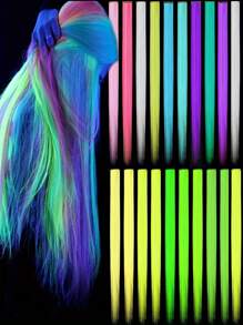 10/20 sztuk Luminous Clip-In Syntetyczne Przedłużki Włosów 20 Calowe Kolorowe Fluorescencyjne Świecące W Ciemności Neonowe Dodatki Do Włosów, Łatwy W Noszeniu Projekt Klipsa, Gładka I Miękka Tekstura Codzienny Modny Akcesorium Damskie Na Imprezy Halloween Nowy Rok