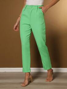 Women's Pants/Tailored Pants/Basic Pants/Elegant Pants/Skinny Pants/Blogger Pants/Fashion Pants - 橄欖綠 - 查看 3