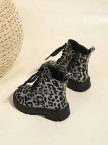 1 Paar unisex Leoparden Muster verzierte Gothic Stil Outdoor Lässig Seitlicher Reißverschluss wasserdichte warme Bequeme Kunstfellfutter Stiefel, geeignet für Herbst, Winter, Weihnachten, Halloween