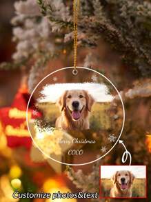 1 Customized Acrylic Circular Photo Pendant For Christmas Graffiti, Snowflake And Star Pattern, Cute Hanging 8cm Pendant, Car Pendant, Christmas Tree Pendant, Memory Gift, Commemorative Gift, Time Capsule, Customized Text, - Multicolor - View 6