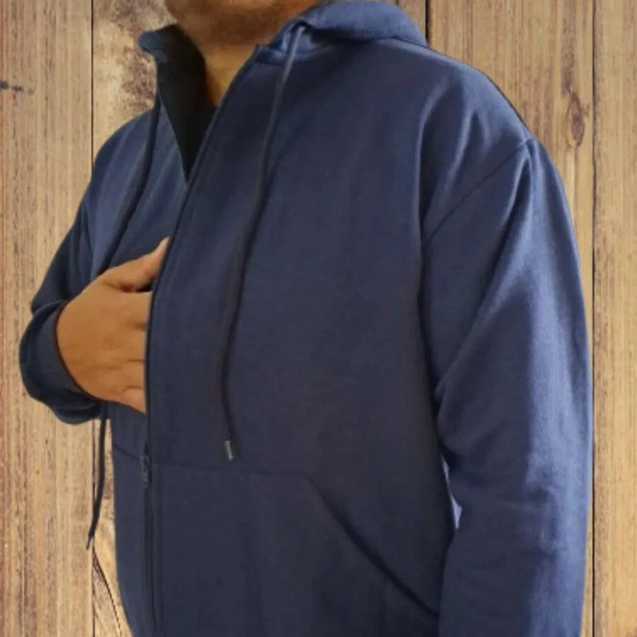 Men's Hooded Sweatshirt Jacket Solid Color Casual Long Sleeve Zipper Fitness Sports Hooded Jacket