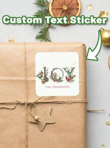 12/24/40 miếng dán quà tặng Giáng sinh nền trắng tùy chỉnh, miếng dán chữ cái cá nhân hóa, cây xanh, quả mọng đỏ, chữ cái ngày lễ, miếng dán hình vuông cổ điển, nhãn Giáng sinh vui vẻ, quà tặng cá nhân hóa, miếng dán Giáng sinh chống thấm nước bằng nhựa PVC - Nhiều màu - Xem 2