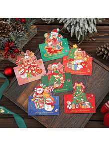 6 Retro Christmas Card Head Gift Packaging Card Gift Card Gift Card Gift Card Flower Shop Baking Gift Card Blessing Card - Multicolor - View 10