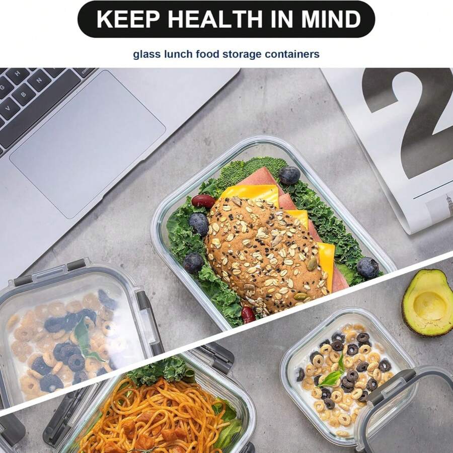 Glass Food Storage Containers With Lids, Meal Prep Containers, Airtight