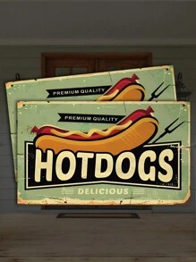 1pc, High Quality Delicious Hot Dog, Food Fast Food Restaurant Poster Decoration, Porch Wall Sign, Merchandise Poster, Wood Material Birthday