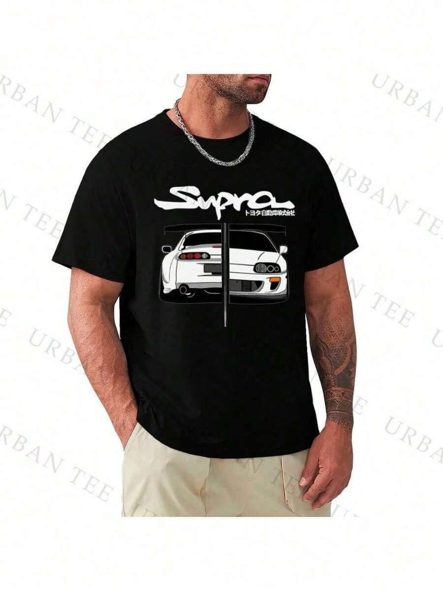 Toyota Supra IV Midnight Initial Skyline T-Shirt Unisex Men Women 100% Cotton Top Premium Streetwear New Release Fast Shipping Various Colors!! Plus Size - 黑色 - 查看 1