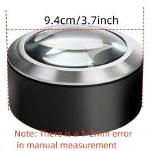 1pc 5X Dome Magnifying Glass 3 LED Lighted Hand Held Desktop Magnifier Illuminated Magnifiers Map Loupe Paperweight Magnifier - Black - View 2