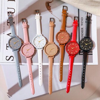1 Pc New Ladies' Thin Belt Watch, Ladies' Light Luxury Classic Digital Niche Elegant Quartz Watch