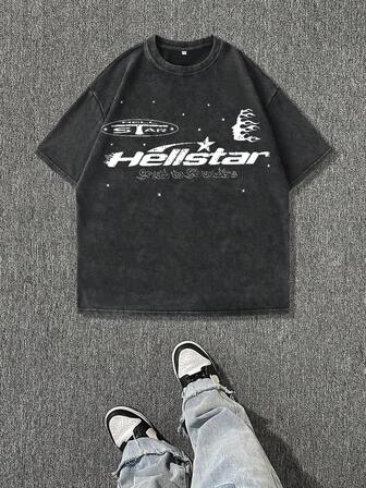 男士休闲复古印花圆领短袖 T 恤