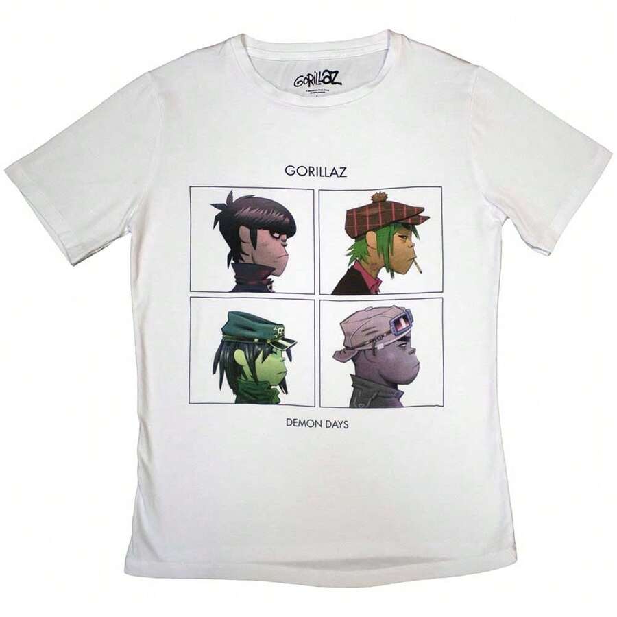 Gorillaz | Official Band Ladies T-Shirt | Demon Days White - 48-Hour Fast Shipping!  - White - View 1