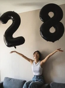 1个40英寸极简黑色数字气球，生日派对装饰数字铝箔气球，周年纪念装饰用品，派对装饰，氛围装饰用品，适用于生日装饰、派对用品、数字气球，适用于生日、婚礼、派对装饰、生日装饰用品、数字主题 - 黑色 - 查看 4