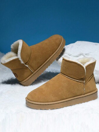 Unisex Thick Thermal Lined Snow Boots, Warm Plush High Top Outdoor Anti-Slip Ankle Boots, Thick Sole Casual Couple Winter Fur Boots