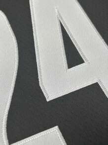 Herren Basketball Trikot im Boyfriend-Stil, Nr. 24, Schwarz, besticktes ärmelloses Sport-Top