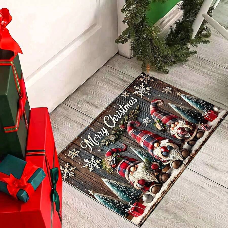 1 件家居装饰、圣诞装饰、圣诞老人风格仿羊毛垫 - 超柔软仿羊毛、快干吸水、可机洗、适用于厨房、浴室、淋浴 - 舒适的家居装饰、完美的圣诞礼物