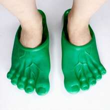 1双趣味巨型脚趾拖鞋，恶作剧逼真大脚鞋，适合赤脚穿着，绿色巨型脚拖鞋（适合鞋码38-41），角色扮演巨型脚道具，凉鞋，沙滩鞋 - 彩色 - 查看 15