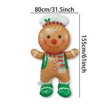 Balão Metalizado de Papai Noel e Homem de Gengibre Tamanho Grande de 155cm, Decoração de Natal, Suprimentos para Festa de Ano Novo