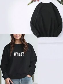 Customized Text, Women's Crew Neck Sweatshirt For Autumn/Winter, Upload Your Personalized Text/Name/Blessing/Holiday/Anniversary, Customized Interesting Text, Customized Personal Text/Blessing/Name, Casual & Fashionable Women's Pullover Crew Neck Sweatshirt