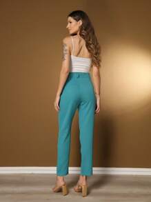 Women's Pants/Tailored Pants/Basic Pants/Elegant Pants/Skinny Pants/Blogger Pants/Fashion Pants - 0.霧綠 - 查看 6